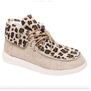 Leopard print high top sneakers